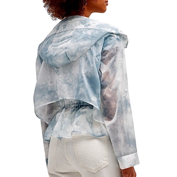 Like New Emporio Armani cloud-print hooded windbreaker jacket blue white sz 44 - Picture 8 of 17